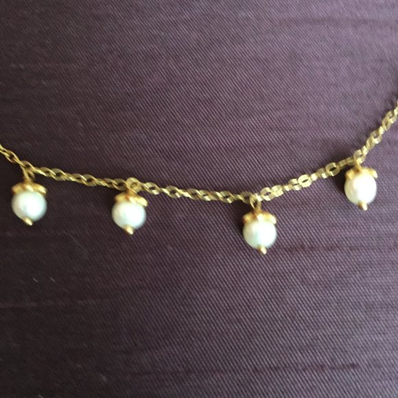 Vintage Gold Necklace with Pearls - Picture 3 of 4